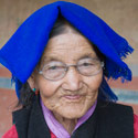 Pilgrim at the Drepung Monastery, Lhasa, Tibet.