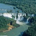 View from helicopter, Iguacu Falls, Brazil.