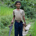 Nepalese child, Village by the Bhote Kosi River, Nepal.