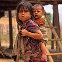 Young girl and child from the Kmou Tribe, Laos.