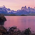 Sunset, Torres del Paine, View from Camping Pehoe, Chile.