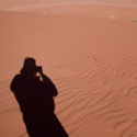 My own shadow on the sand dune, Wadi Rum, Jordan.