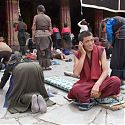 Monk on mobile phone, Lhasa, Tibet.