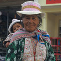 Peruvian woman with child, Chivay, Peru.