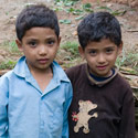 Nepalese children, Village by the Bhote Kosi River, Nepal.