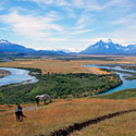 View whilst pony trekking, Torres del Paine NP, Chile.